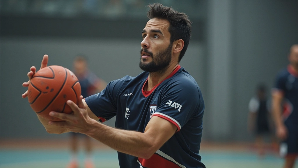 Handball player demonstrating proper shooting form and release technique