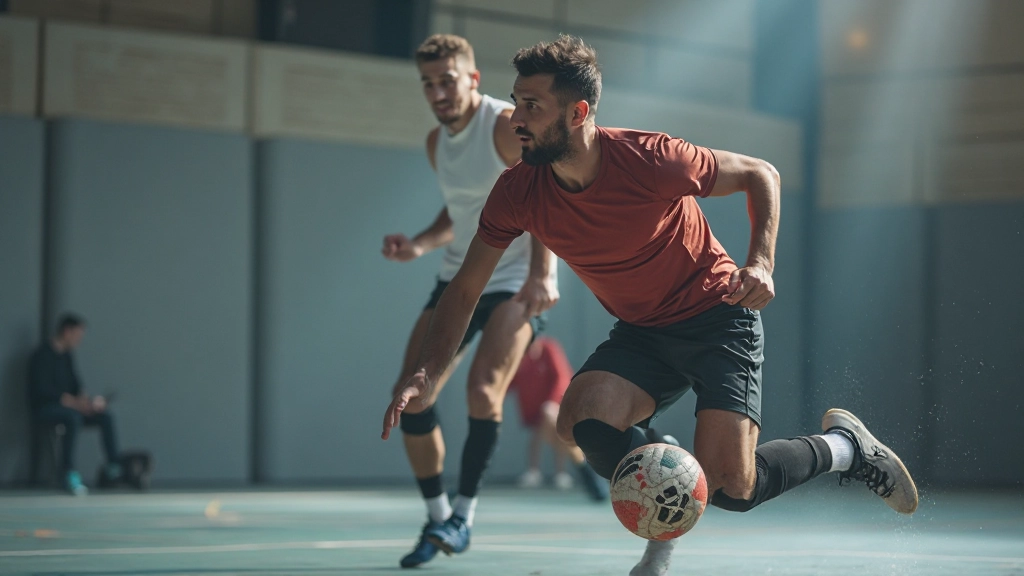 Professional handball player demonstrating athletic conditioning during team training session